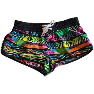 Ocean Pacific OP Juniors L 11-13 Board Shorts Neon Tribal Animal Print Retro